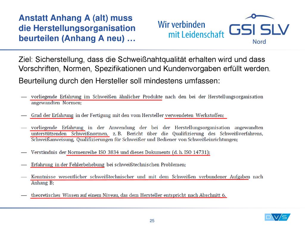 Anstatt Anhang A (alt) muss die Herstellungsorganisation beurteilen (Anhang A neu) …