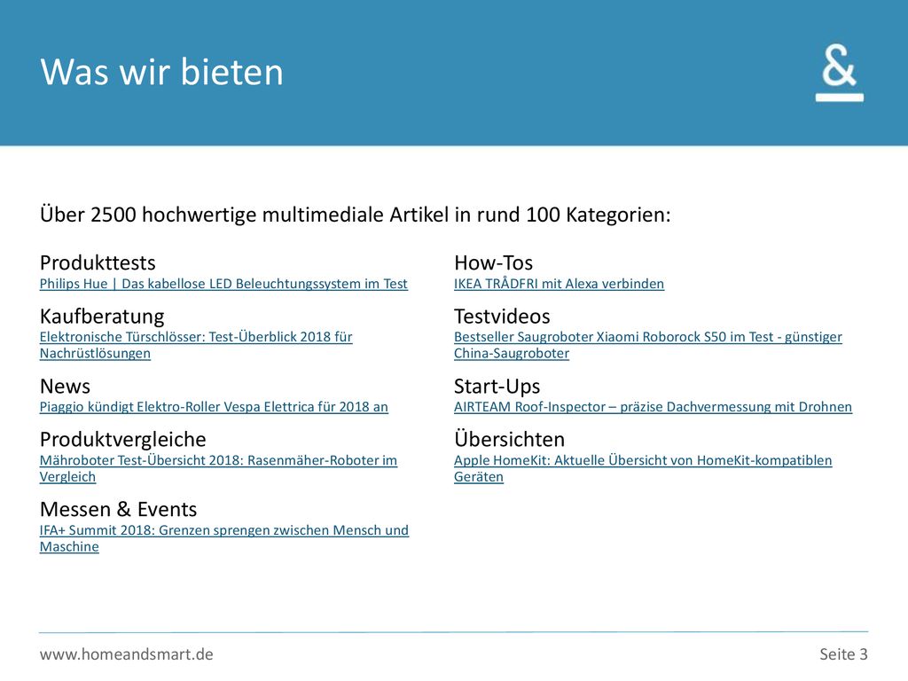 Was wir bieten Über 2500 hochwertige multimediale Artikel in rund 100 Kategorien: