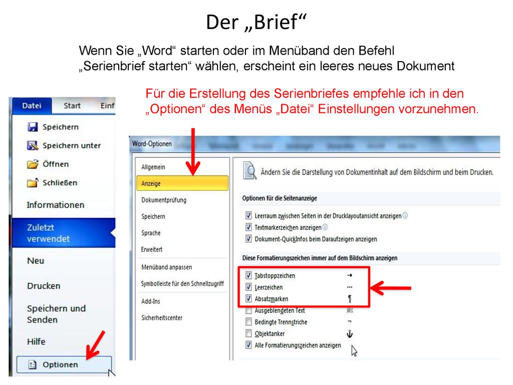 Der „Brief Wenn Sie „Word starten oder im Menüband den Befehl „Serienbrief starten wählen, erscheint ein leeres neues Dokument.