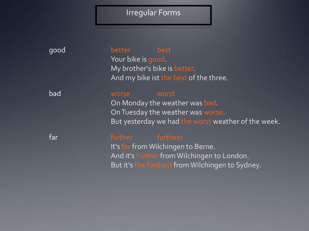 Irregular Forms good better best Your bike is good.