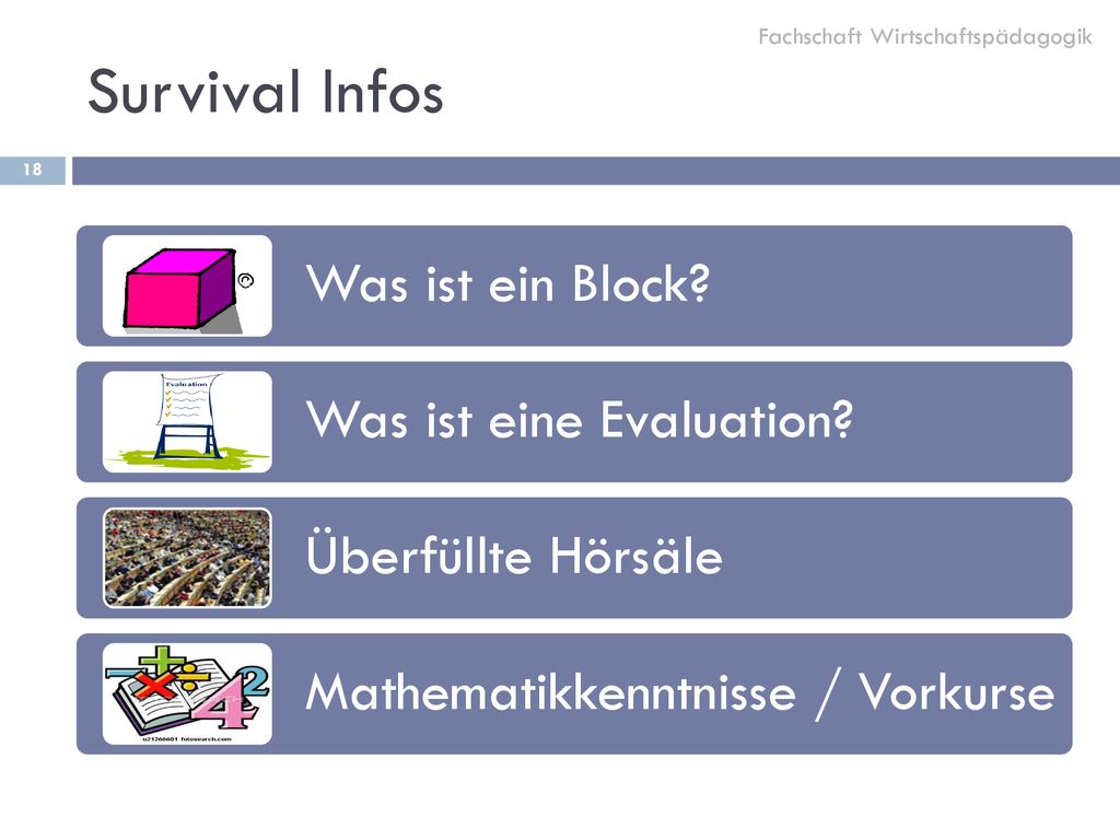 Survival Infos Was ist ein Block Was ist eine Evaluation