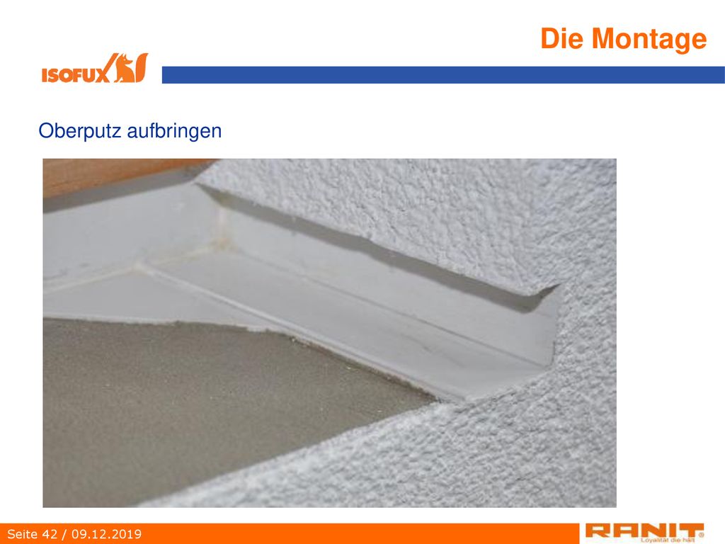Die Montage Oberputz aufbringen