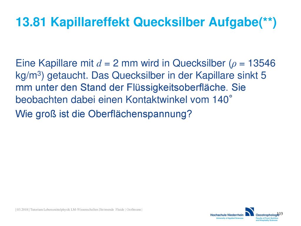13.81 Kapillareffekt Quecksilber Aufgabe(**)