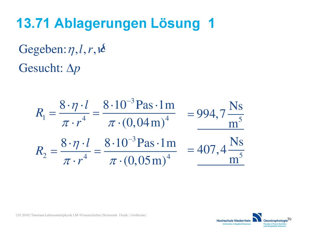 13.71 Ablagerungen Lösung 1 | | Tutorium Lebensmittelphysik LM-Wissenschaften |Strömende Fluide | Großmann |