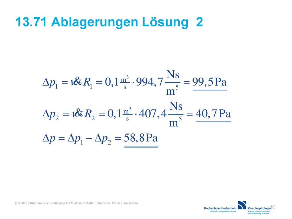 13.71 Ablagerungen Lösung 2 | | Tutorium Lebensmittelphysik LM-Wissenschaften |Strömende Fluide | Großmann |