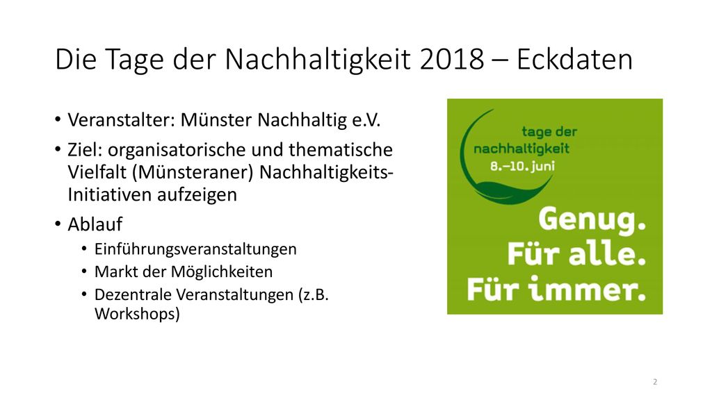 Die Tage der Nachhaltigkeit 2018 – Eckdaten