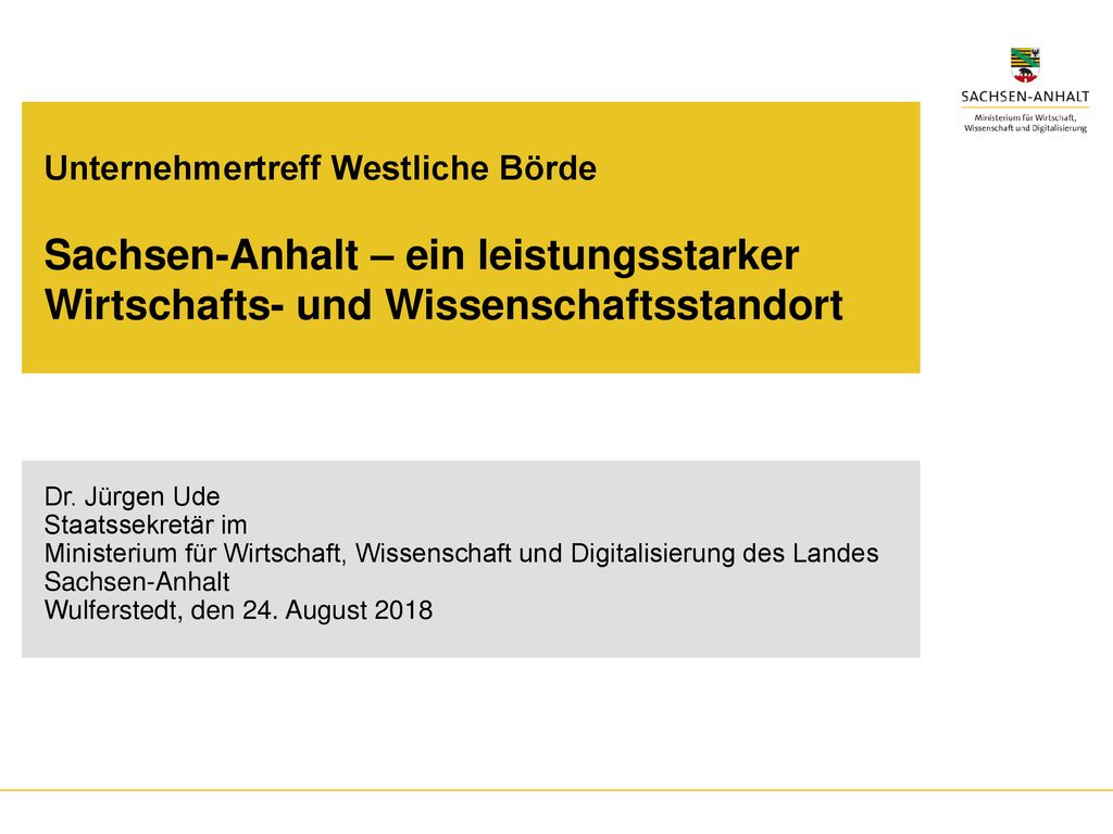 Unternehmertreff Westliche Börde Sachsen-Anhalt – ein leistungsstarker Wirtschafts- und Wissenschaftsstandort