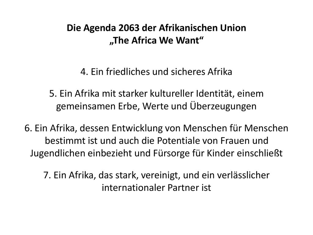 Die Agenda 2063 der Afrikanischen Union „The Africa We Want 4