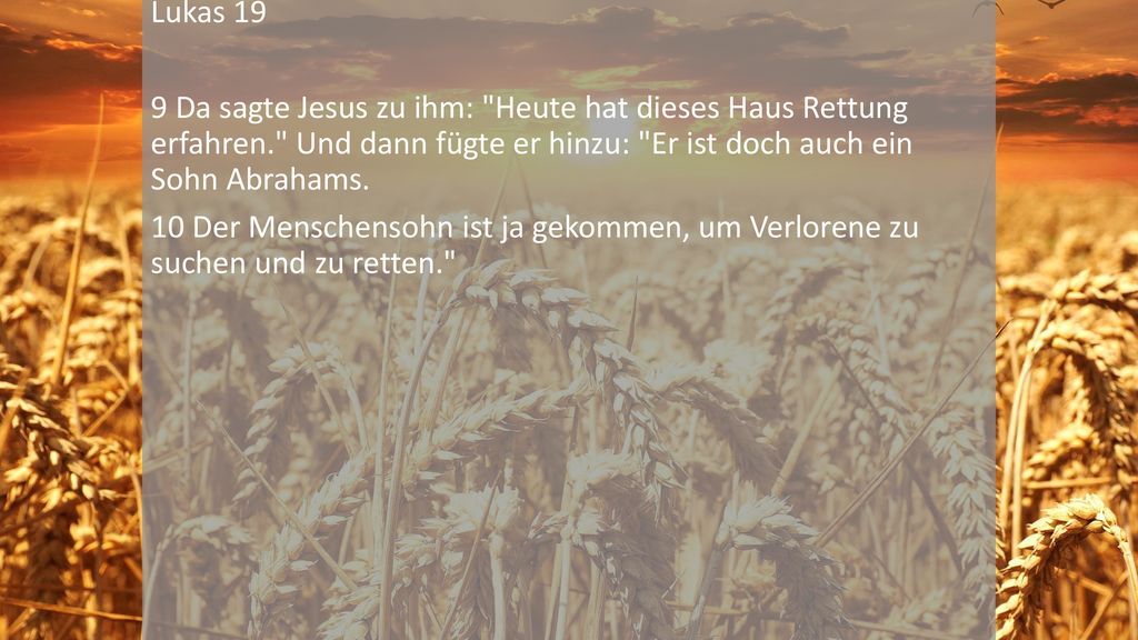 Lukas 19 9 Da sagte Jesus zu ihm: Heute hat dieses Haus Rettung erfahren. Und dann fügte er hinzu: Er ist doch auch ein Sohn Abrahams.