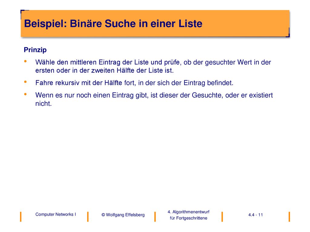 Beispiel: Binäre Suche in einer Liste