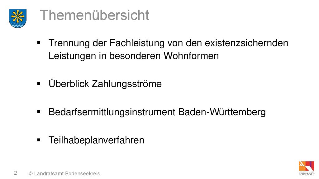 Themenübersicht Trennung der Fachleistung von den existenzsichernden Leistungen in besonderen Wohnformen.