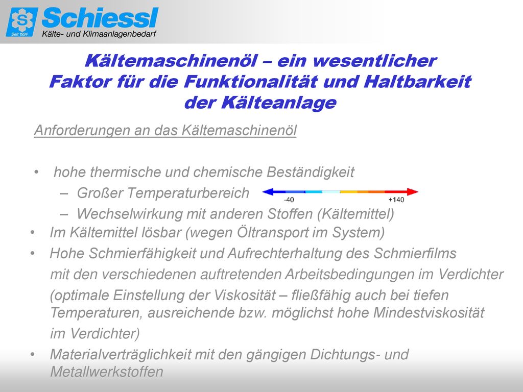 Kältemaschinenöl – ein wesentlicher Faktor für die Funktionalität und Haltbarkeit der Kälteanlage