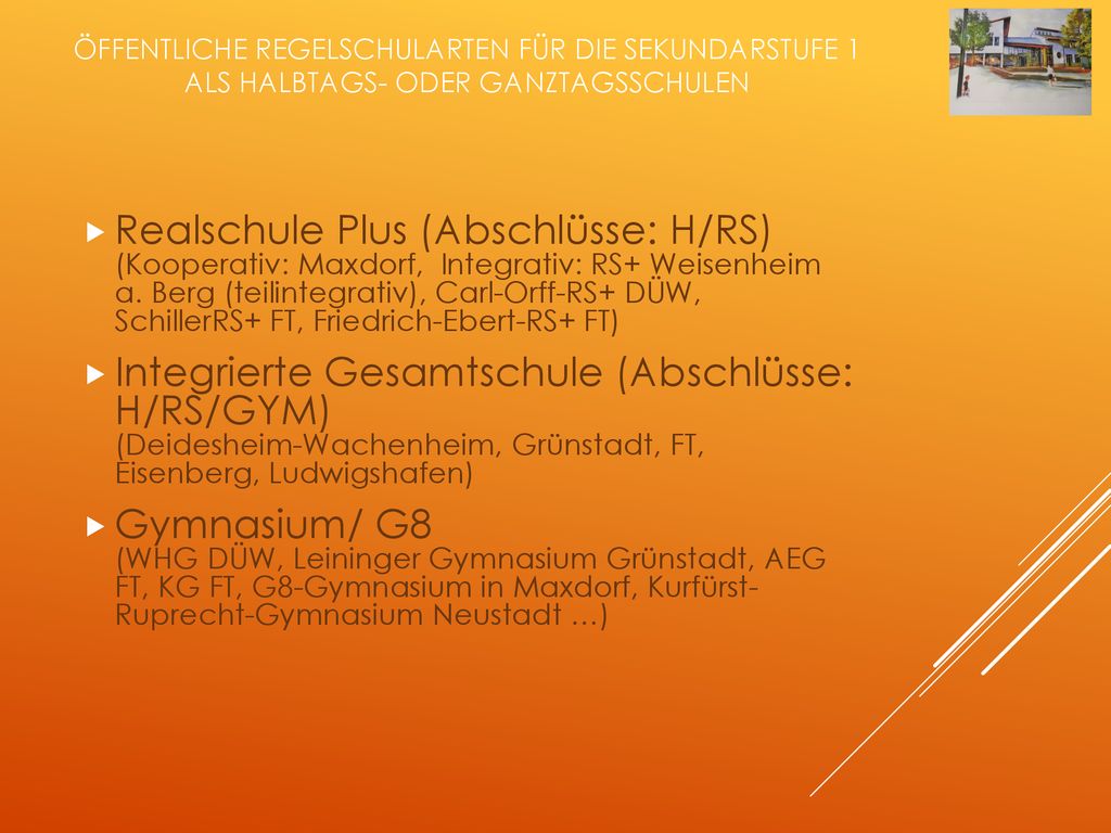 öffentliche Regelschularten für die Sekundarstufe 1 als Halbtags- oder Ganztagsschulen