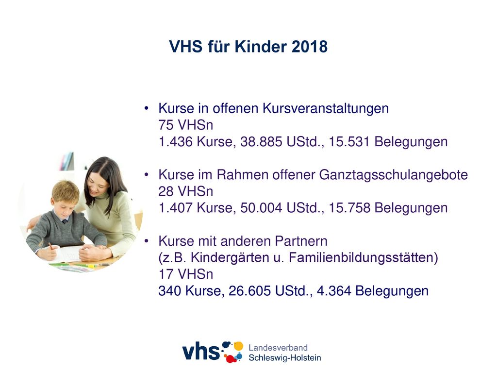 VHS für Kinder 2018 Kurse in offenen Kursveranstaltungen 75 VHSn