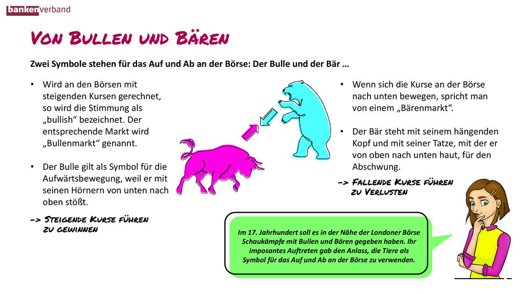 Zwei Symbole stehen für das Auf und Ab an der Börse: Der Bulle und der Bär …