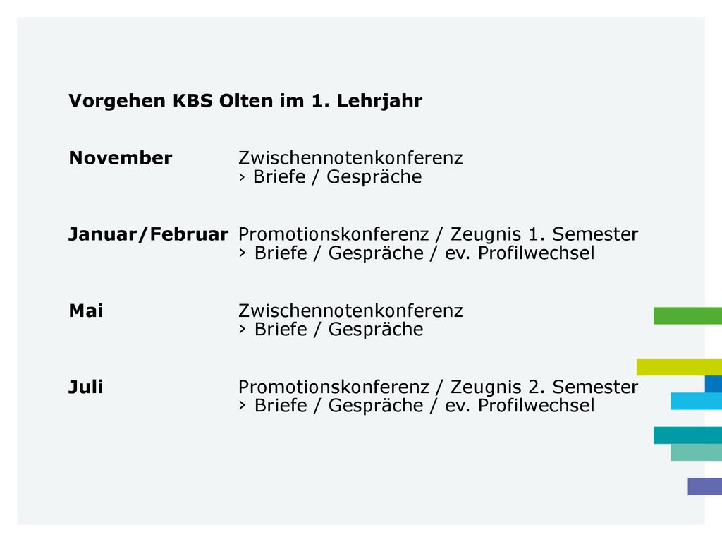 › Briefe / Gespräche Vorgehen KBS Olten im 1. Lehrjahr