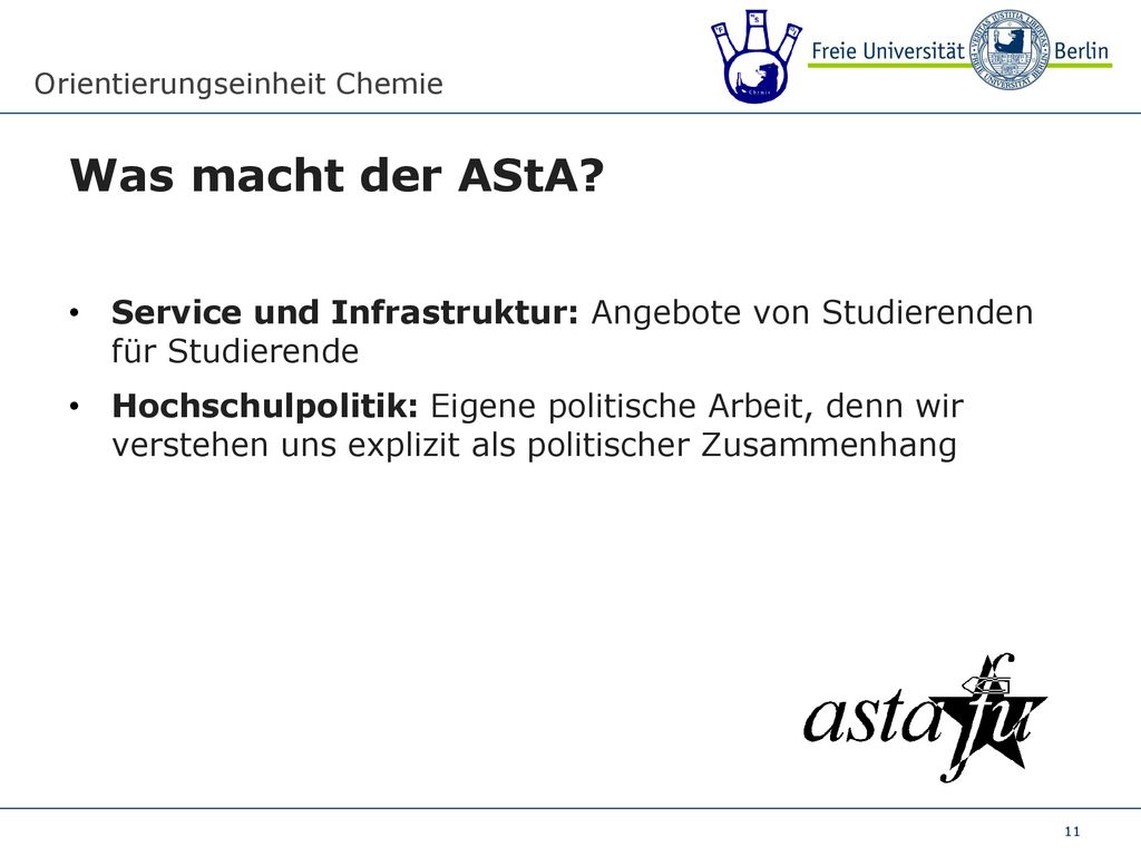 Was macht der AStA Service und Infrastruktur: Angebote von Studierenden für Studierende.