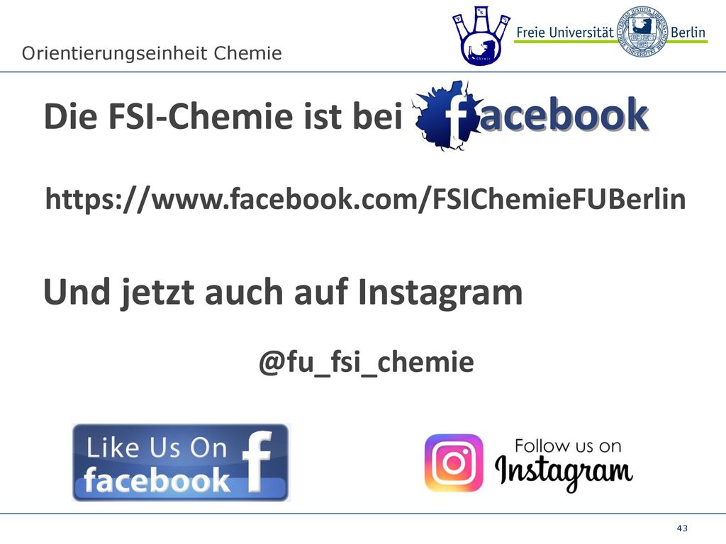 acebook Die FSI-Chemie ist bei Und jetzt auch auf Instagram