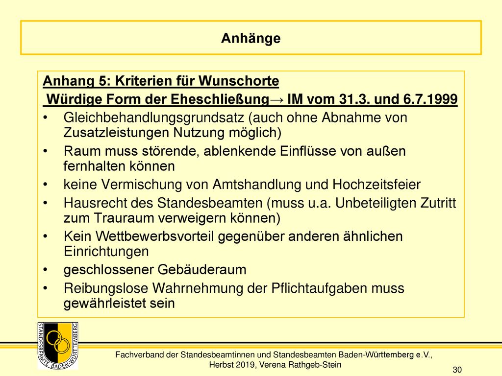 Anhänge Anhang 5: Kriterien für Wunschorte. Würdige Form der Eheschließung→ IM vom und