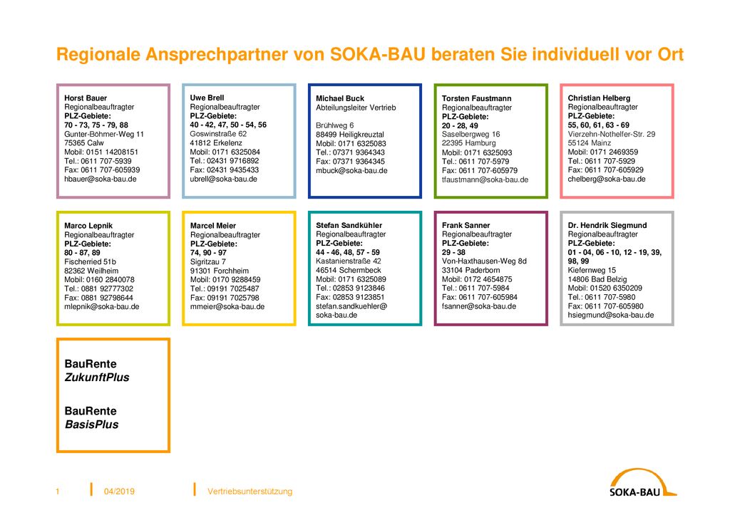 Regionale Ansprechpartner von SOKA-BAU beraten Sie individuell vor Ort