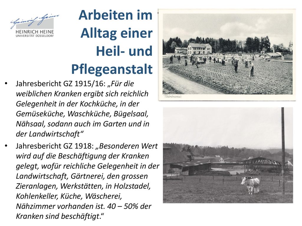 Arbeiten im Alltag einer Heil- und Pflegeanstalt