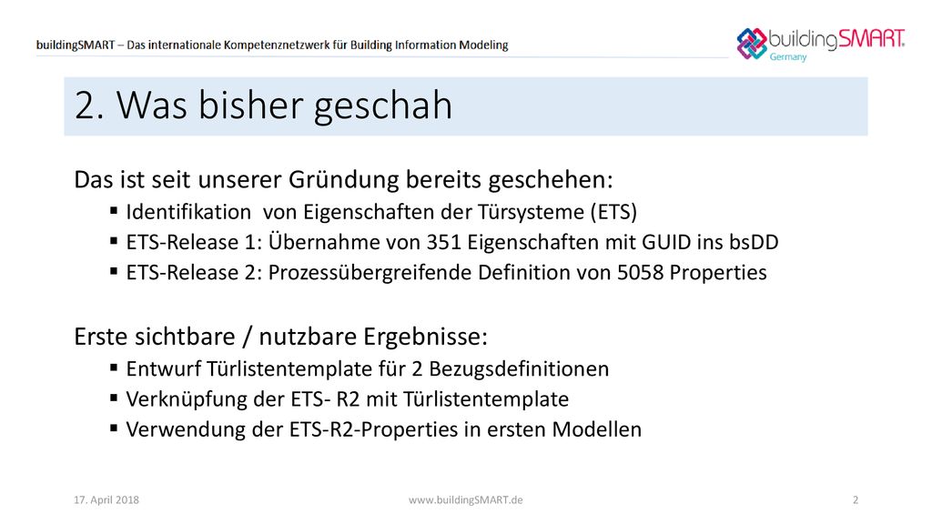 2. Was bisher geschah Das ist seit unserer Gründung bereits geschehen:
