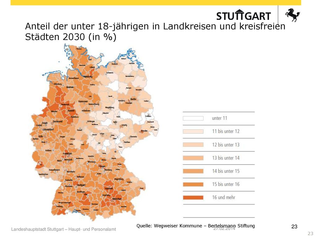 Anteil der unter 18-jährigen in Landkreisen und kreisfreien Städten 2030 (in %)