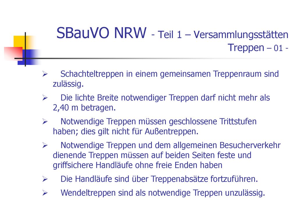 SBauVO NRW - Teil 1 – Versammlungsstätten Treppen – 01 -