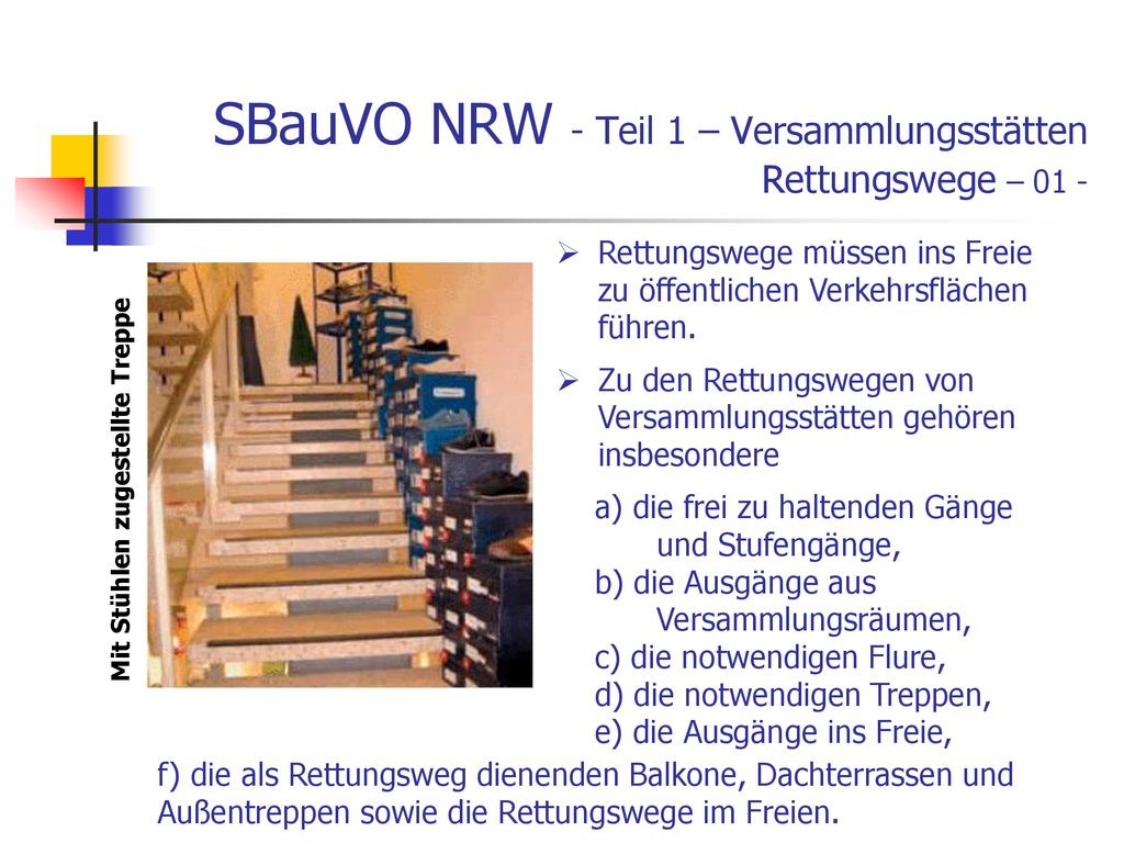 SBauVO NRW - Teil 1 – Versammlungsstätten Rettungswege – 01 -