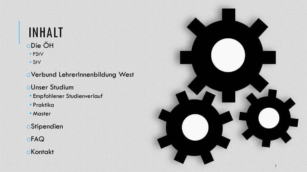 Inhalt Die ÖH Verbund LehrerInnenbildung West Unser Studium Stipendien