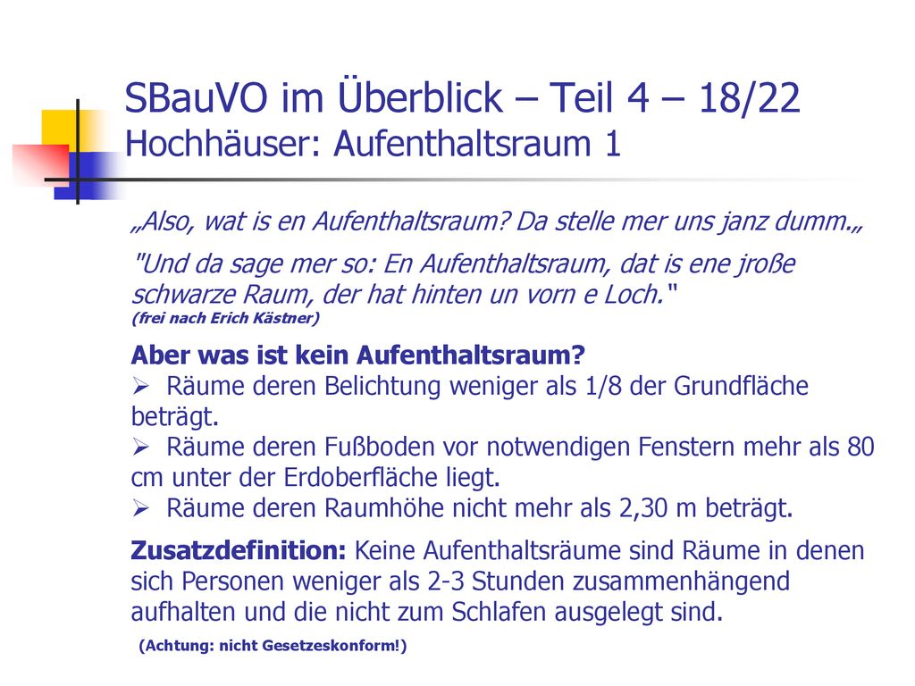 SBauVO im Überblick – Teil 4 – 18/22 Hochhäuser: Aufenthaltsraum 1