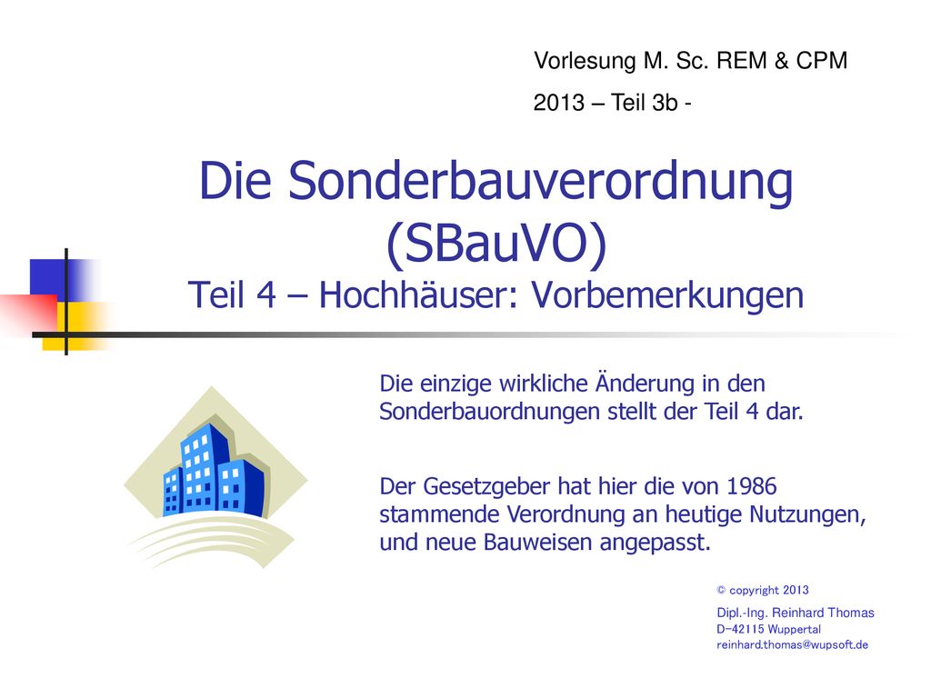 Die Sonderbauverordnung (SBauVO) Teil 4 – Hochhäuser: Vorbemerkungen
