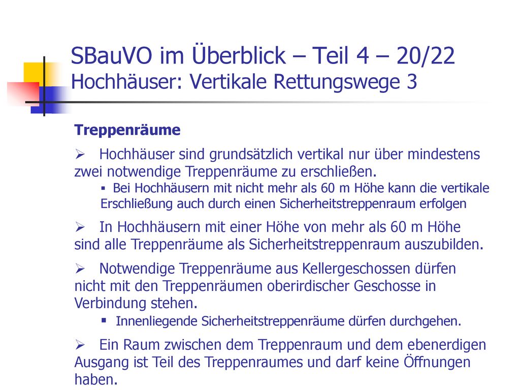 SBauVO im Überblick – Teil 4 – 20/22 Hochhäuser: Vertikale Rettungswege 3