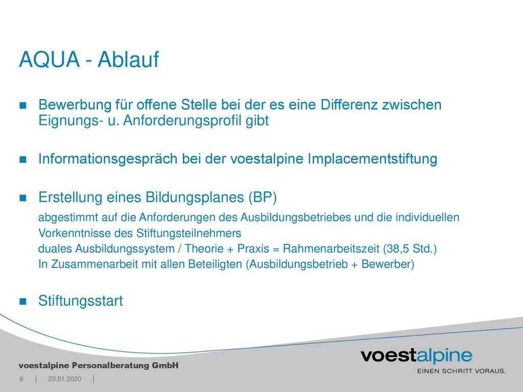 AQUA - Ablauf Bewerbung für offene Stelle bei der es eine Differenz zwischen Eignungs- u. Anforderungsprofil gibt.