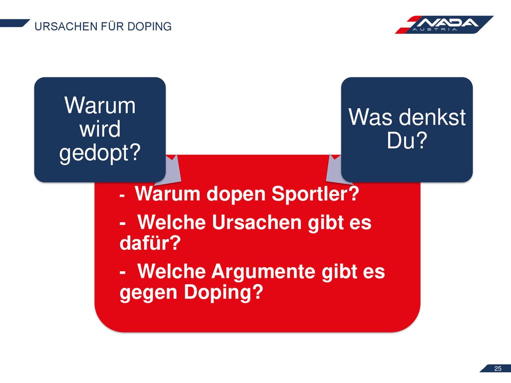 Warum wird gedopt Was denkst Du - Welche Ursachen gibt es dafür