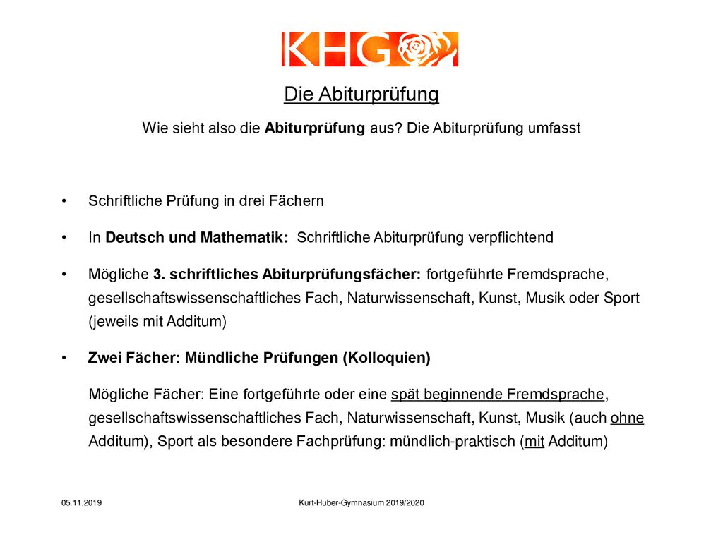 Die Abiturprüfung Wie sieht also die Abiturprüfung aus Die Abiturprüfung umfasst. Schriftliche Prüfung in drei Fächern.