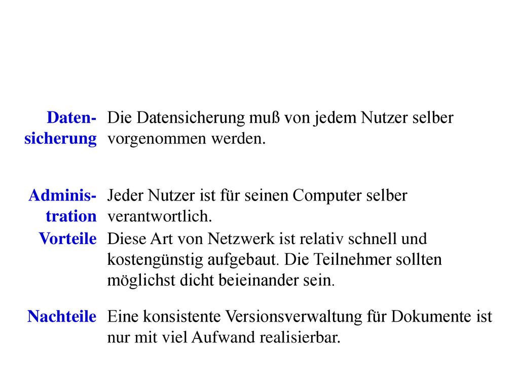 Daten- sicherung Die Datensicherung muß von jedem Nutzer selber vorgenommen werden. Adminis- tration.