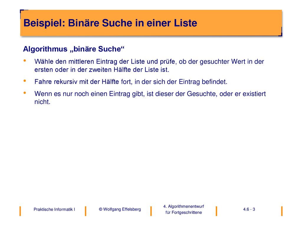 Beispiel: Binäre Suche in einer Liste