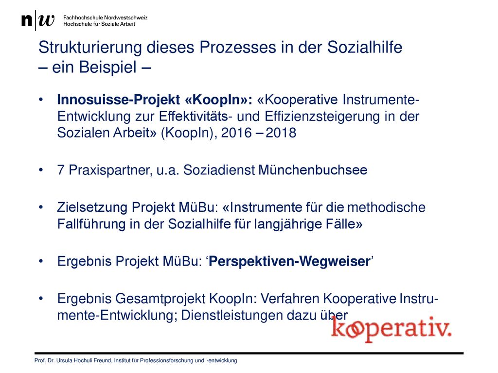 Strukturierung dieses Prozesses in der Sozialhilfe – ein Beispiel –