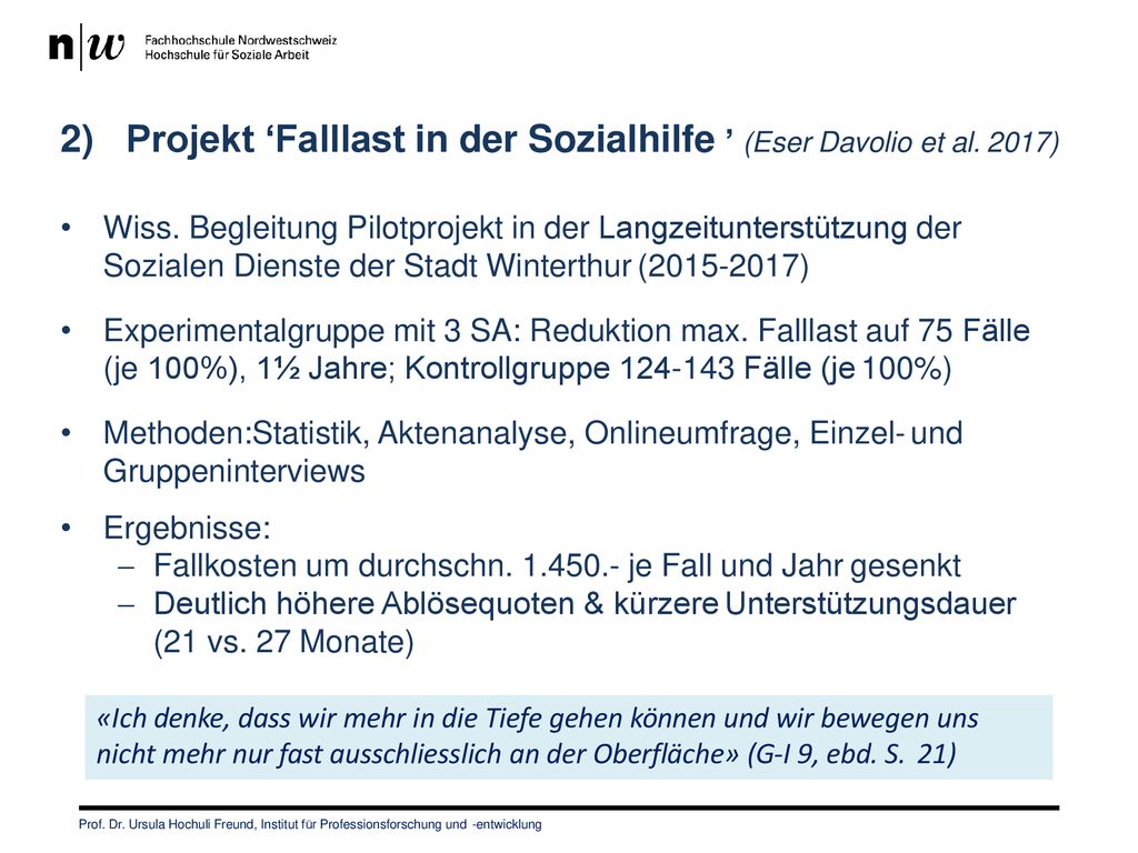2) Projekt ‘Falllast in der Sozialhilfe ’ (Eser Davolio et al. 2017)