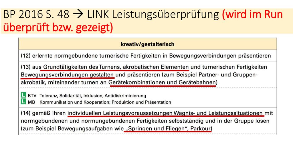 BP 2016 S. 48  LINK Leistungsüberprüfung (wird im Run überprüft bzw