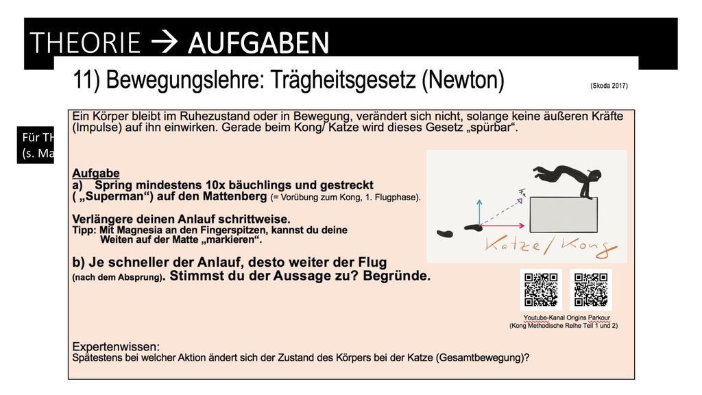 THEORIE  AUFGABEN Für THEORIEinhalte gibt es zudem „bewegte Erarbeitungskarten. (s. Materialordner)