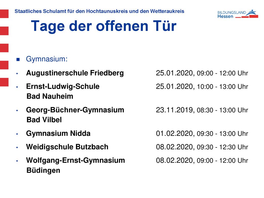 Tage der offenen Tür Gymnasium: