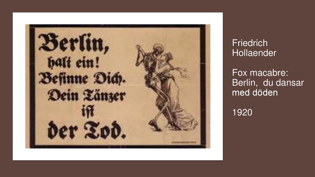Friedrich Hollaender Fox macabre: Berlin, du dansar med döden 1920