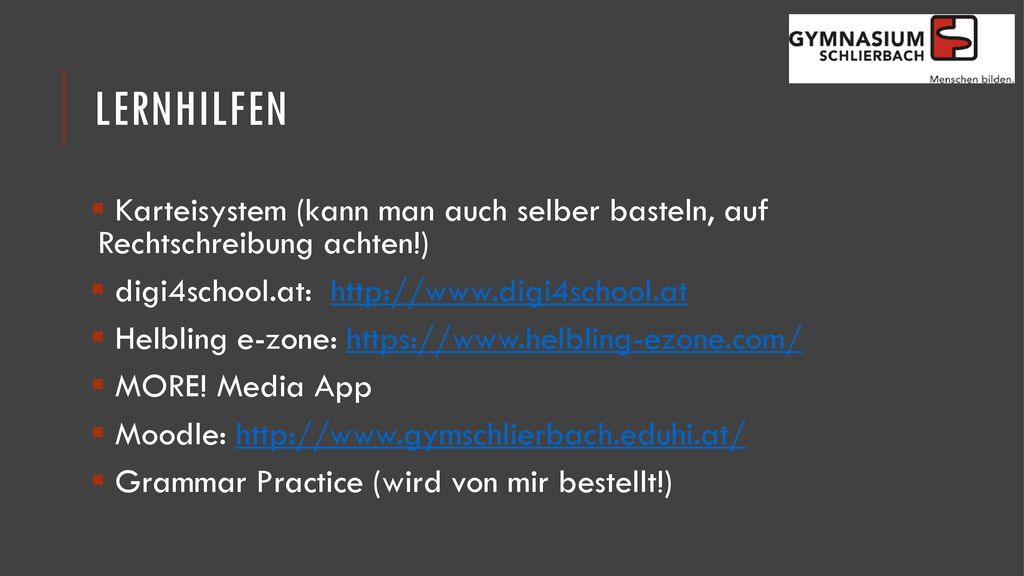 Lernhilfen Karteisystem (kann man auch selber basteln, auf Rechtschreibung achten!) digi4school.at: