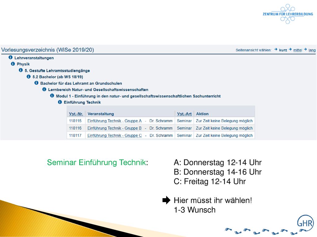 Seminar Einführung Technik: A: Donnerstag Uhr