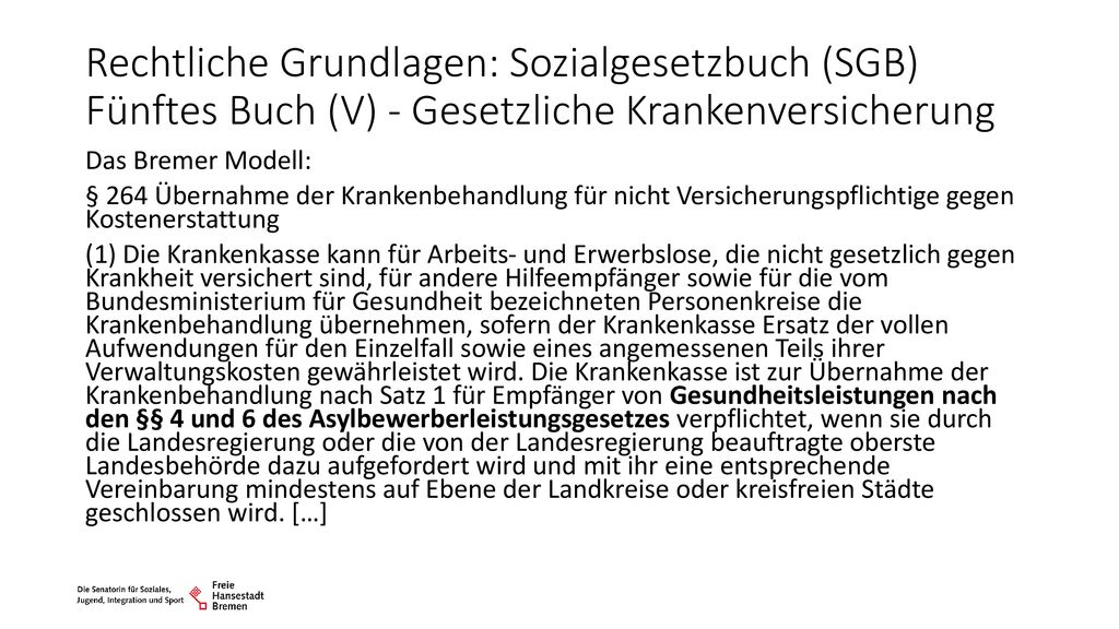 Rechtliche Grundlagen: Sozialgesetzbuch (SGB) Fünftes Buch (V) - Gesetzliche Krankenversicherung