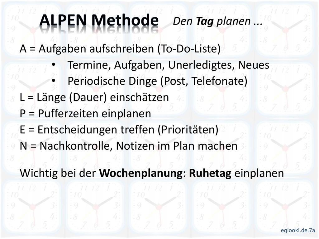 ALPEN Methode Den Tag planen ...