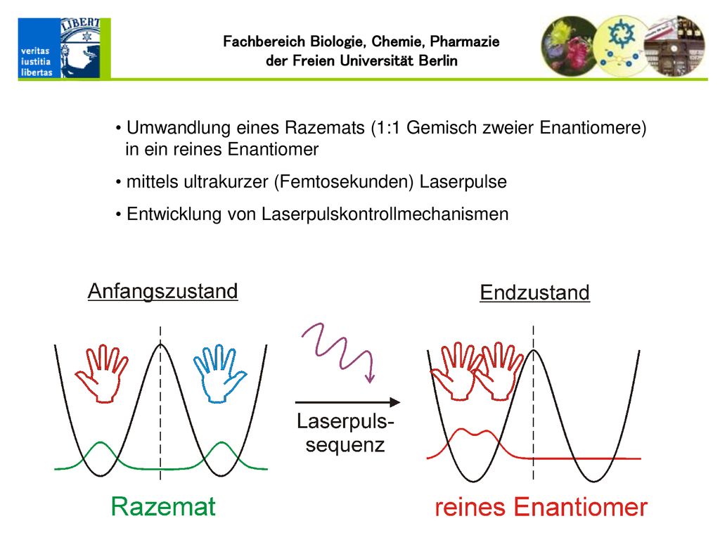 Umwandlung eines Razemats (1:1 Gemisch zweier Enantiomere) in ein reines Enantiomer