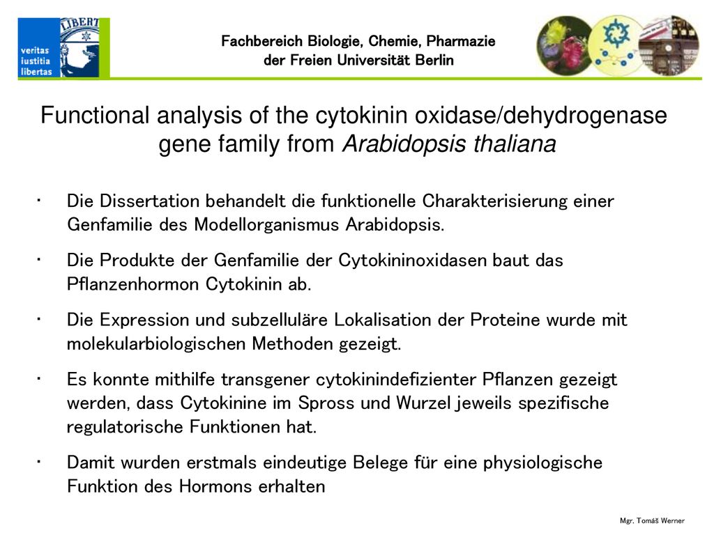 Functional analysis of the cytokinin oxidase/dehydrogenase gene family from Arabidopsis thaliana